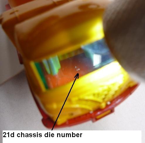 Showing die number location on chassis