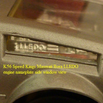 K56 Speed Kings Maserati Bora LLedo engine nameplate side window view.JPG