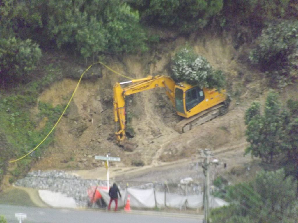 Buried excavator on the other side of the valley... shot taken from my kitchen window.