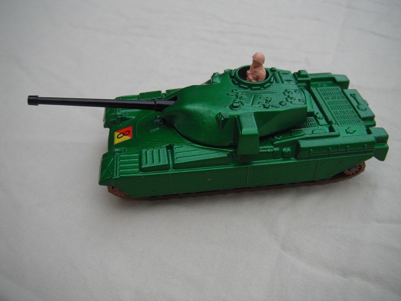 5.  Metallic green body/gloss black base/green rollers/brown cog/brown tracks/pinkish driver/#8 label.