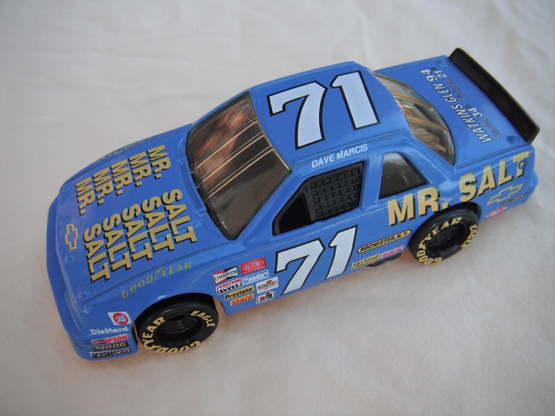 8. Blue body with racing logos/black China base/black int/light amber windows/Goodyear in yellow on wheels/&quot;Mr. Salt&quot; &amp; &quot;71&quot; in yellow/results on trunk.