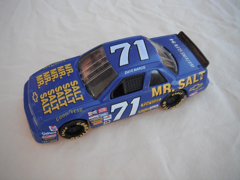 6. Dark blue body w/various racing logos/black China base/black int/clear windows/Goodyear eagle in dark yellow on wheels/&quot;Mr. Salt &amp; &quot;71&quot; in dark yellow.