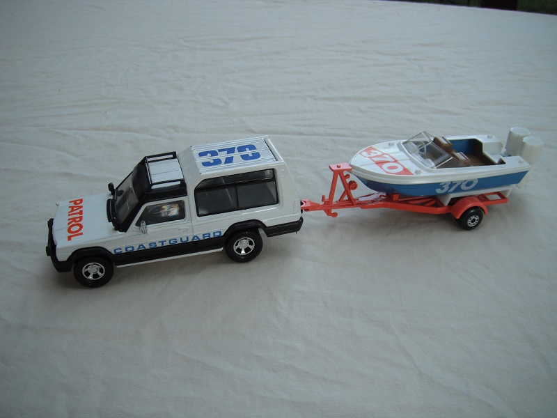 1. White Matra/white 1982 base/CG on sides &amp; 370 on top in blue/Patrol in orange/Type 1 1970 trailer in pale org/wht cradle/brown int/&quot;370&quot; on sides &amp; top.