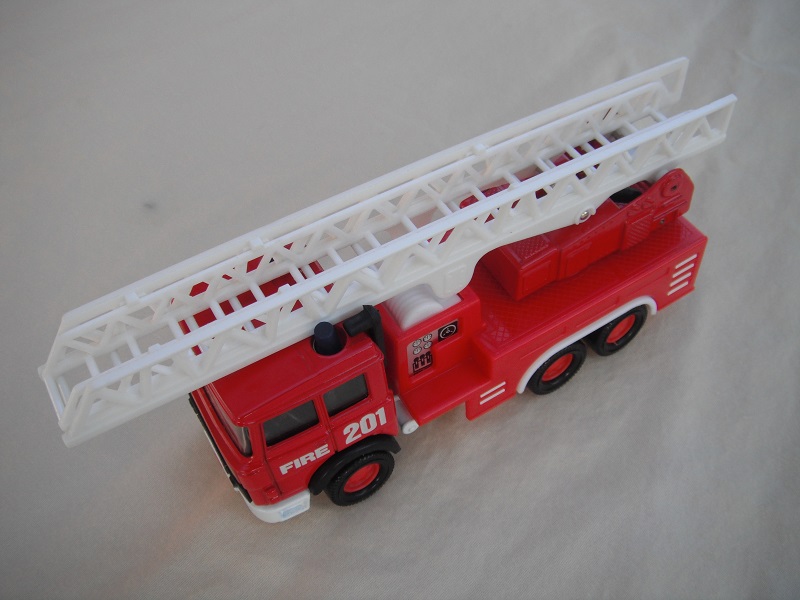 8. Red body/wht China base/wht ladder/red disc whls/clr windows/blk int/dk.blu dome lts/&quot;Fire 201&quot;.