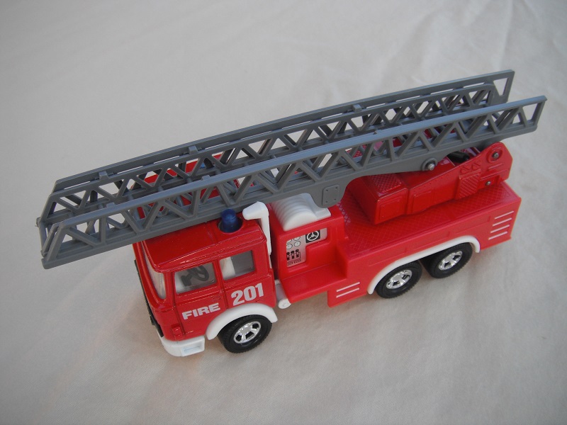 1. Red body/wht England base//gry ladder/5 spoke mag whls/clr windows/wht int/blu dome lts/&quot;Fire 201&quot;