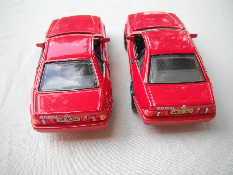 K172A Mercedes Benz 500SL red body variations prepro on left.jpg