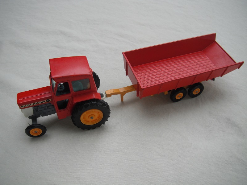 3. Red &amp; yellow tractor/gray base/BPT w/yellow hubs/Trailer w/textured red bed/yellow base #1.