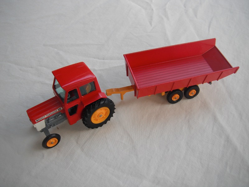 1. Red &amp; yellow tractor/gray base/BPT w/yellow hubs/Trailer w/smooth red bed/yellow base #1.