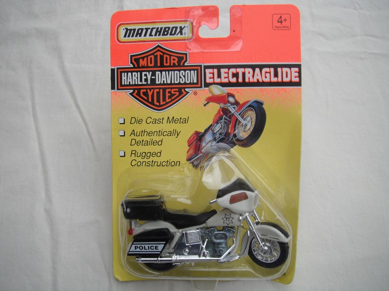 7. White &amp; black body/chrome base/K83 Harley Davidson/Thailand/clear windshield &amp; headlight/M.B.P.D. Police.