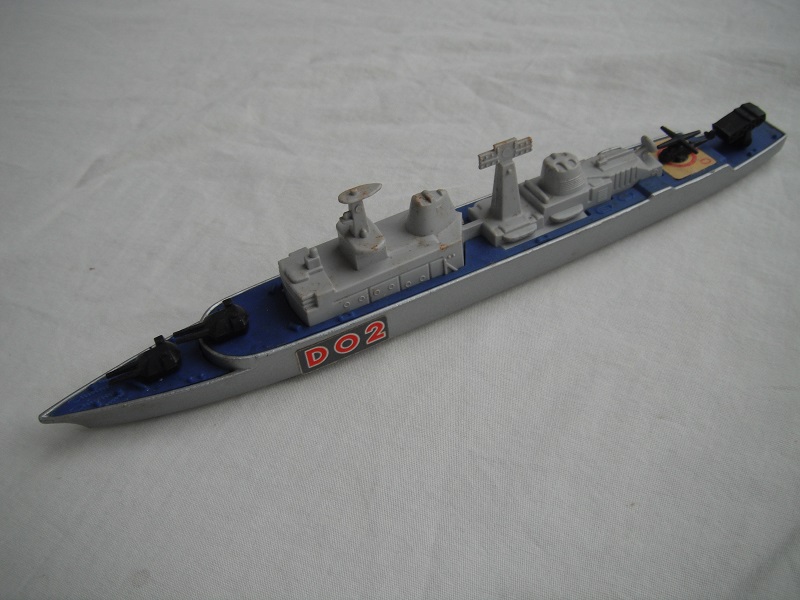 2. Silver/gray hull/dark blue deck/lt.gray superstructure/black aricraft &amp; weapons/&quot;D02&quot; labels.