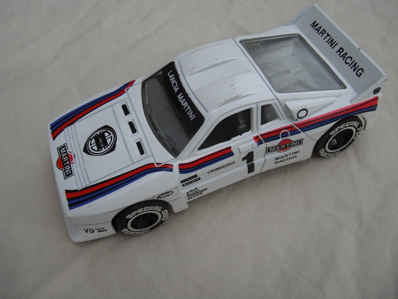 2. White body/red &amp; blue stripes/black base Macau/clear windows/gray int/chromed letters on wheels/large rear wheels/Martini racing #1.