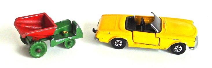 Green Wheeled Dumper Truck and Mercedes-Benz 230 SL..JPG