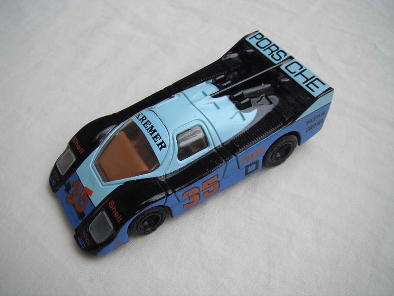 16.Black, pale &amp; dark blue body/black base/China/clear windows/brown interior/unchromed wheels/Porsche Kremer #35.