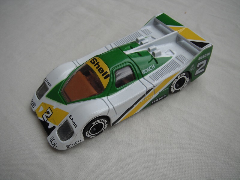 2. White, green &amp; yellow body/black base/Macau/clear windows/lt.brown interior/chromed wheels/Shell #2.
