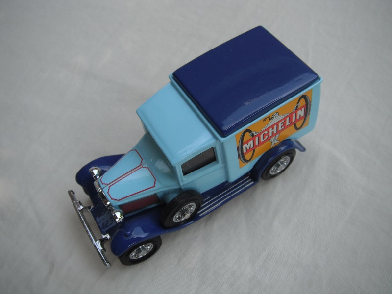 6. Model 'A' van/light blue body/dark blue roof &amp; base/YCH02/2 China/12 spoke chrome wheels/reddish-brown seat.