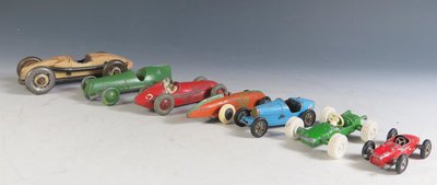 A Selection of Toy Racing Cars Including Dinky, Matchbox and an Unusual Merlin Racing Car.jpg