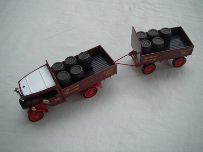 14.Foden Steam Wagon/burgundy cab &amp; bed/white roof/red chassis/red base/Y27/England/red Y spoke wheels/with trailer/Coat of arms.