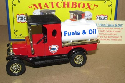 ATM 23: 1912 Ford Model &quot;T&quot; Tanker &quot;Fina Fuel &amp; Oil&quot; red cab &amp; white tank 1 of 17